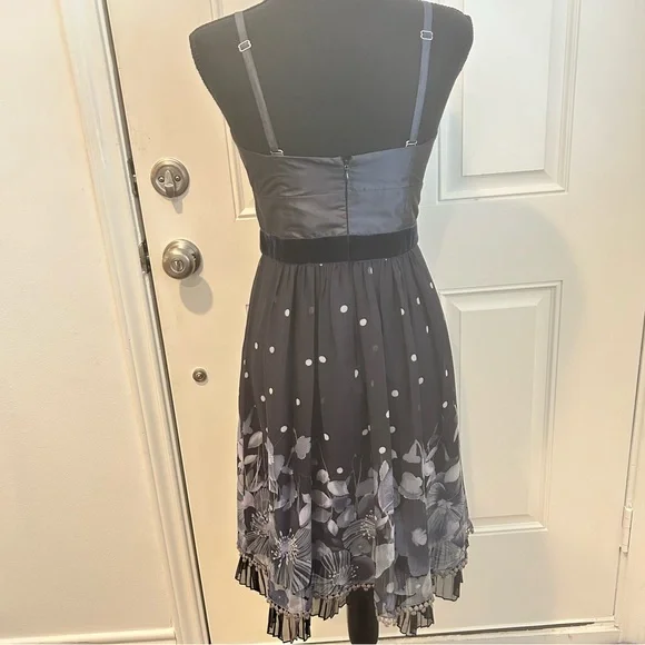 Rebecca Taylor Blue Floral Mini Dress Size 4 - Picture 4 of 14